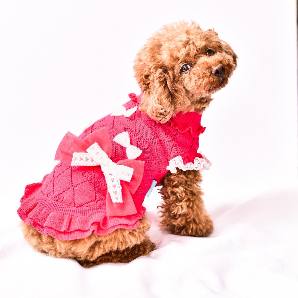 リボンダイヤ透かし柄ワンピース