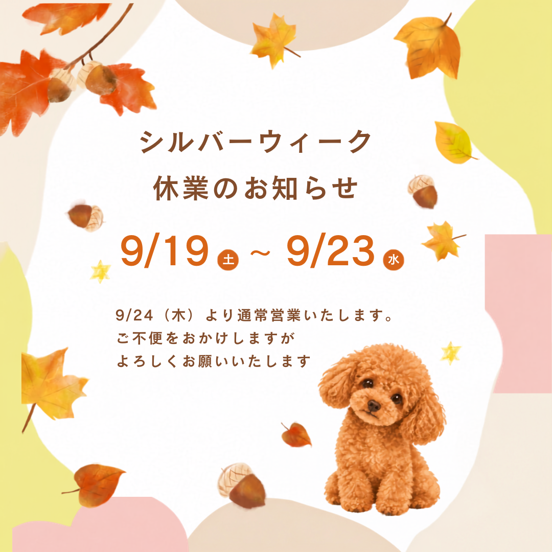 シルバーウィーク休業のお知らせ