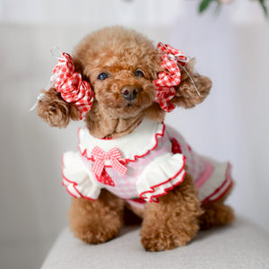 【新作】ギンガムリボンシュシュ | 犬用ヘアアクセ／リボンアクセサリー