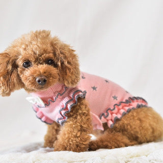 ニット星☆刺繍ワンピース | 犬服 小型犬 ドッグウェア 秋冬 KALINA