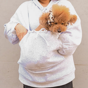 犬用ポケット付きパーカー ケイティパーカー グレー 着用イメージ 裏起毛