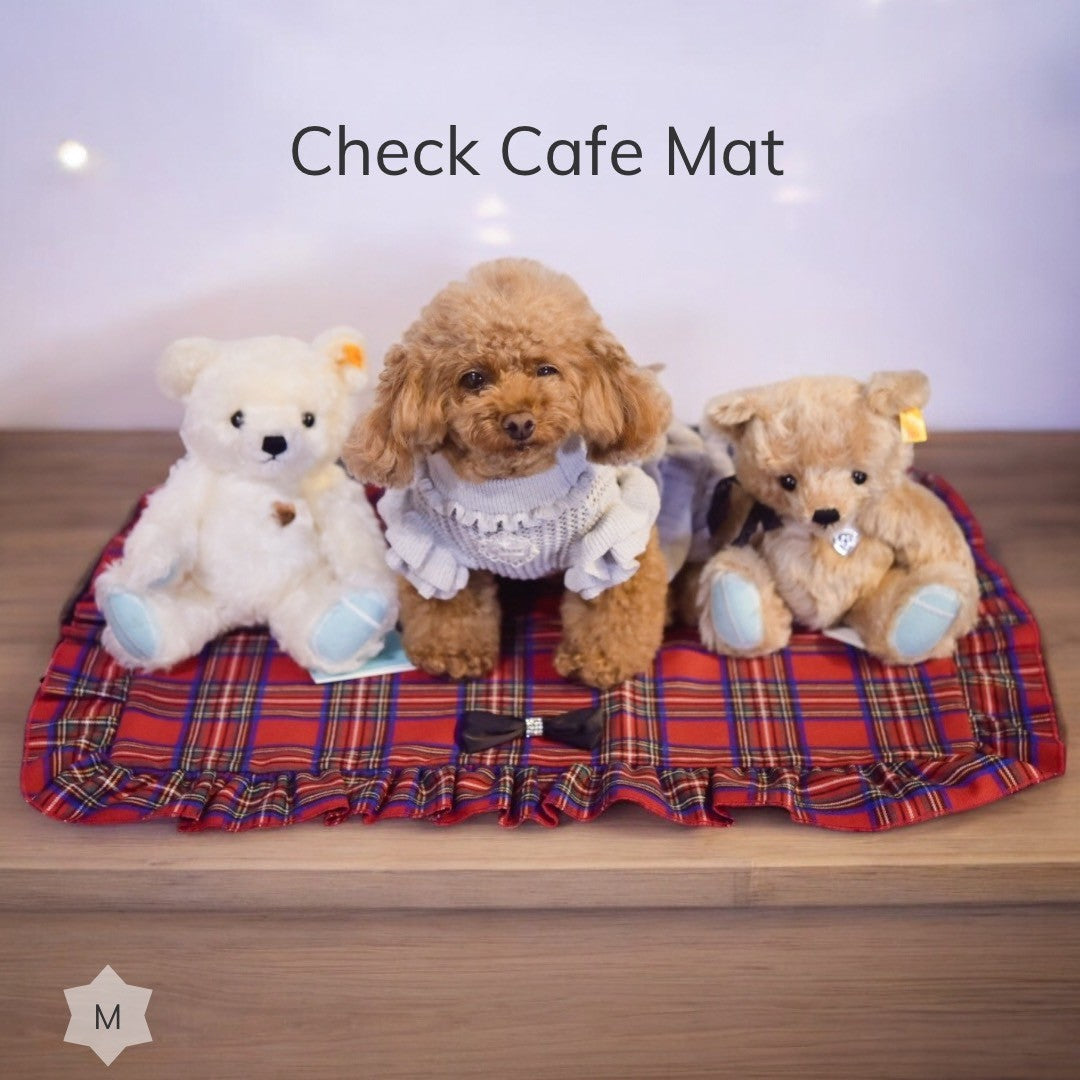 チェックカフェマット（XSサイズ・Mサイズ）| 小型犬 お出かけ カフェ