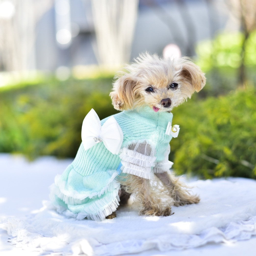 ニットリブパフスリーブワンピース | 犬服 小型犬 ドッグウェア KALINA