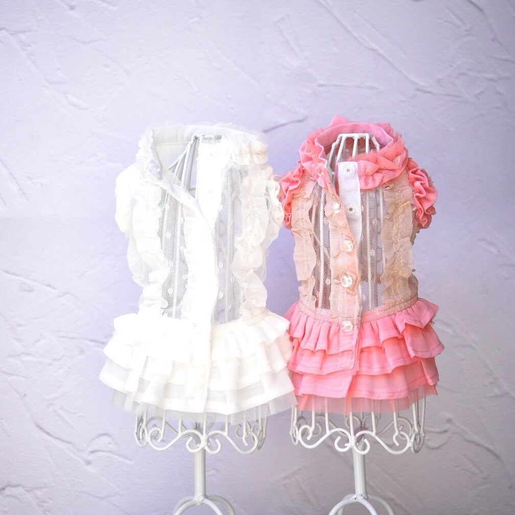 ドットチュールフリルワンピース | 犬服 小型犬 ドッグウェア KALINA