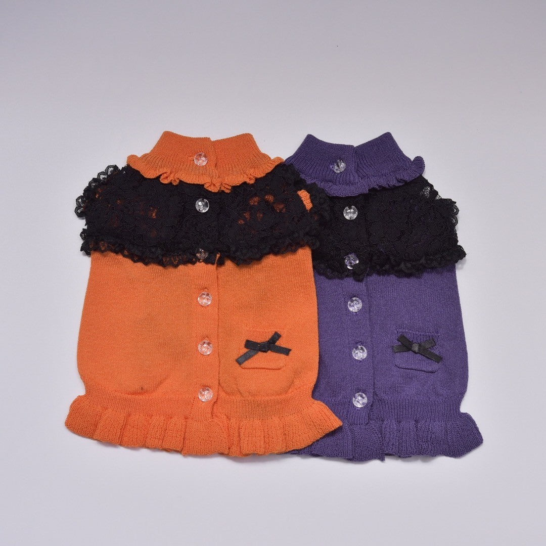 定番】ニットNEWレースドッキングワンピース - ワンコ服KALINA