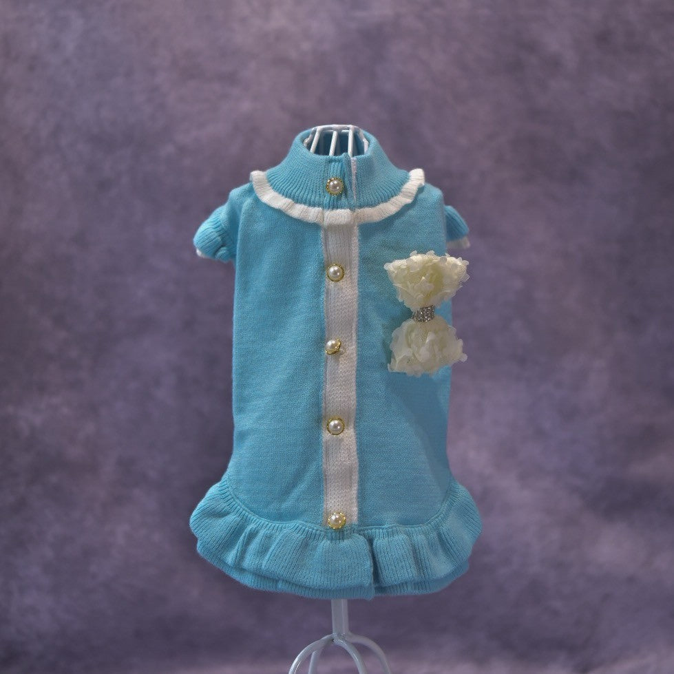 ニット配色ラインワンピース | 犬服 小型犬 ドッグウェア 秋冬 KALINA