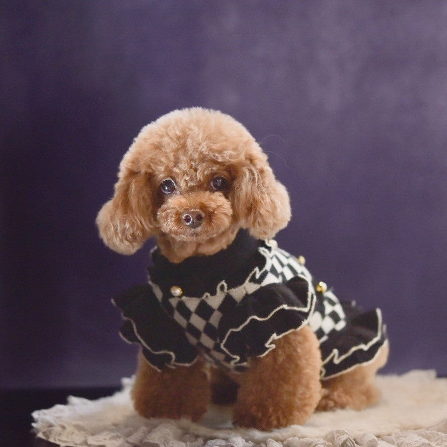 ニットダイヤモンド柄ワンピース | 犬服 小型犬 ドッグウェア 秋冬