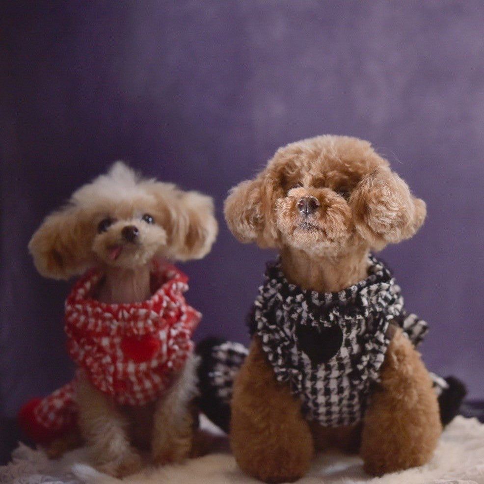 千鳥裾ファーワンピース | 犬服 小型犬 ドッグウェア 秋冬 KALINA