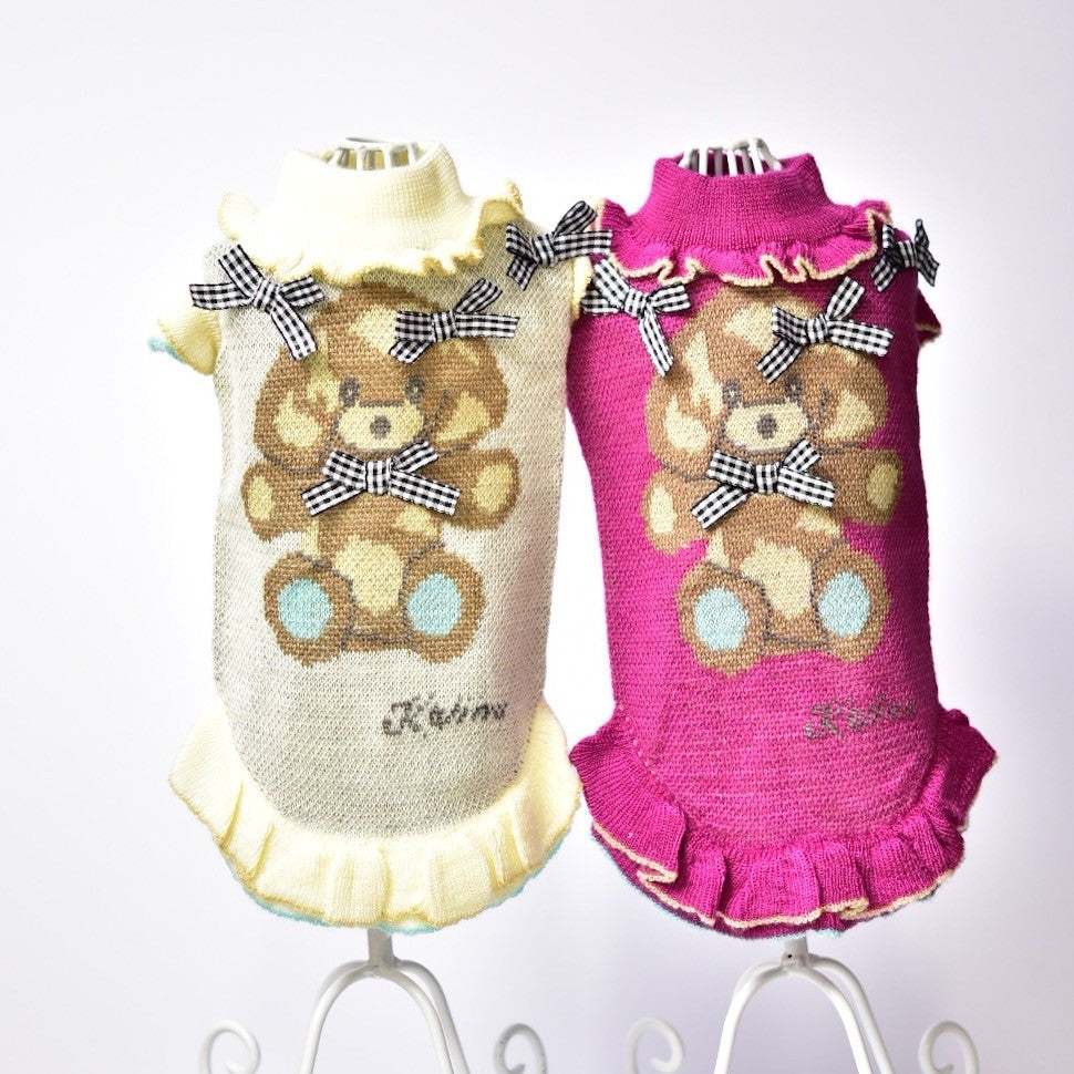 ニットわんこ柄ワンピース | 犬服 小型犬 ドッグウェア 秋冬 KALINA