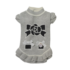 【新作】カシミヤ混カメリア柄ワンピース｜犬服 小型犬 ドッグウェア 秋冬 KALINA