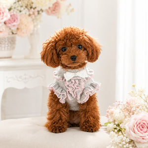 KALINA カシミヤ混ふりふりワンピース グレピン｜やわらかく伸縮性のある犬服