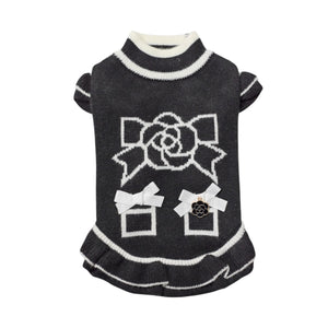 【新作】カシミヤ混カメリア柄ワンピース｜犬服 小型犬 ドッグウェア 秋冬 KALINA