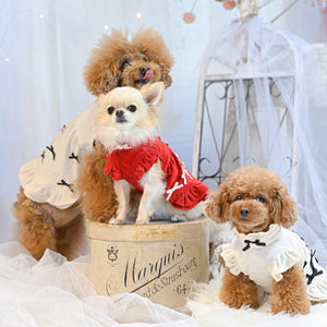 リボンいっぱいコーデュロイPUワンピース | 犬服 小型犬 ドッグウェア 定番 KALINA