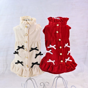 リボンいっぱいコーデュロイPUワンピース | 犬服 小型犬 ドッグウェア 定番 KALINA