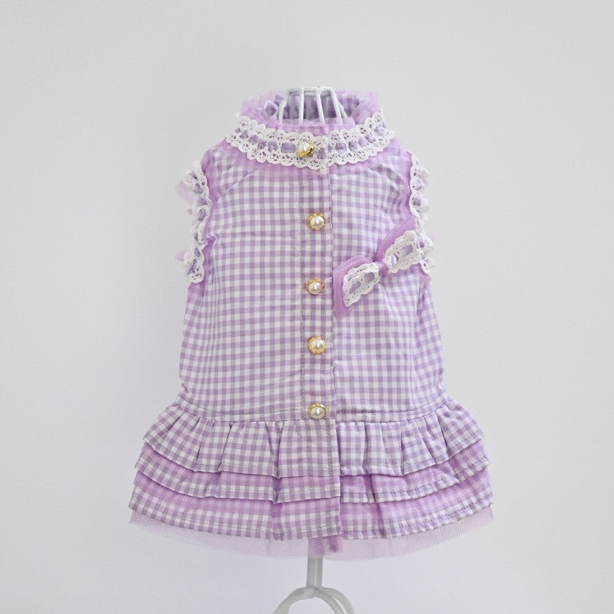 Fifi CHACHNIL ギンガムチェックワンピース    パープル Fifi CHACHNIL ギンガムチェックワンピース パープル