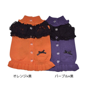 ハロウィンカラー  レースドッキングワンピース オレンジ×黒とパープル×黒