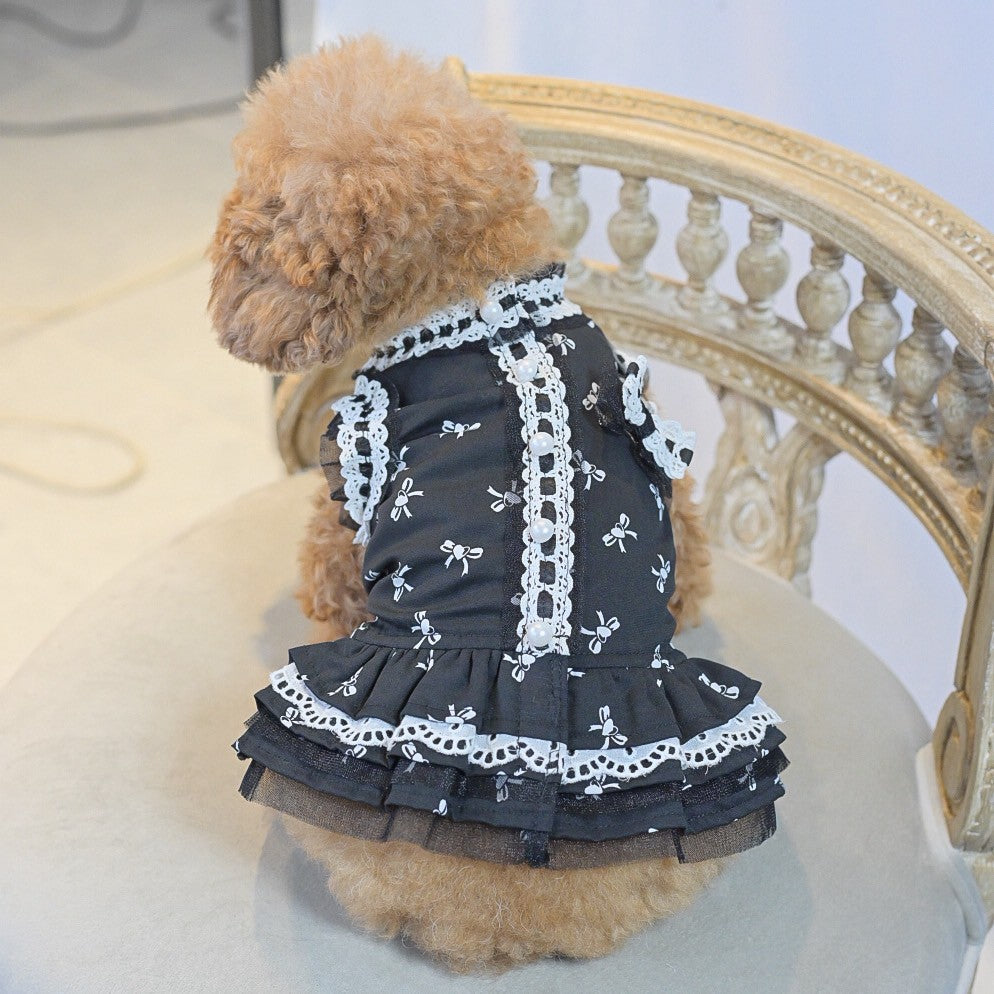 リボン柄プリントワンピース | 小型犬 犬服 KALINA - ワンコ服KALINA
