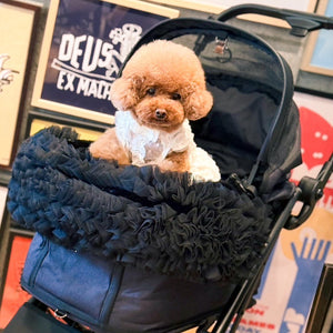 カートにふんわりとした華やかさをプラス出来る　フェイクファーチュールふりふりカバー　小型犬　多頭