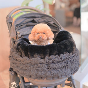 カートにふんわりとした華やかさをプラス出来る　フェイクファーチュールふりふりカバー　小型犬　多頭