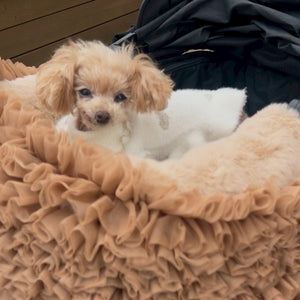 【新作】フェイクファーチュールふりふりカートカバー｜小型犬　お出かけ　KALINA