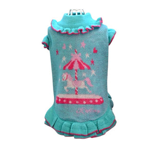 【新作】シルケットアクリルメリーゴーランド柄ワンピース｜犬服 小型犬 ドッグウェア お出かけ KALINA