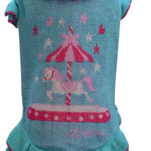 【新作】シルケットアクリルメリーゴーランド柄ワンピース｜犬服 小型犬 ドッグウェア お出かけ KALINA