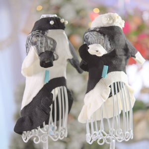 小型犬用カシミヤ混チュールヨークワンピース ホワイトとブラックの2色展開｜KALINA ドッグウェア