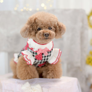 ギンガムいちご柄ワンピース ブラック 着用イメージ 正面