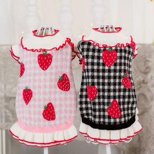 ギンガムいちご柄ワンピース ピンク・ブラック 商品詳細 背面