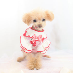 ギンガムいちご柄ワンピース ピンク 着用イメージ 正面