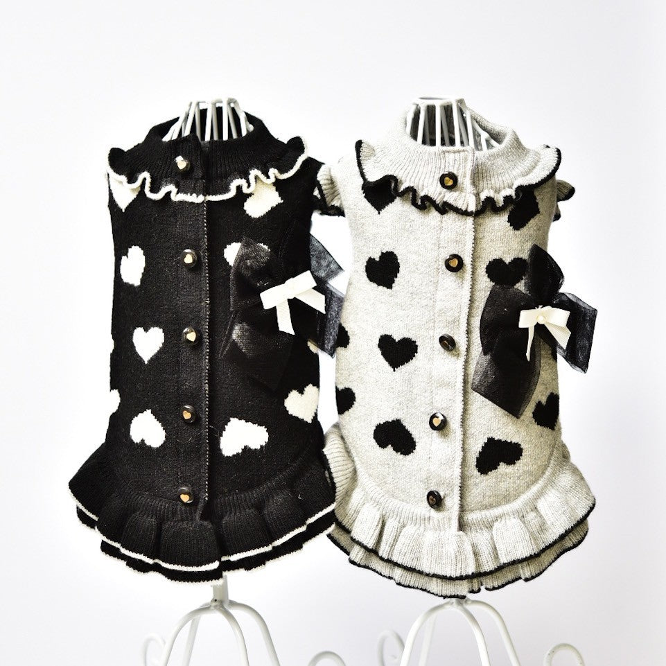 ニットハート柄ワンピース | 犬服 小型犬 ドッグウェア 秋冬 KALINA