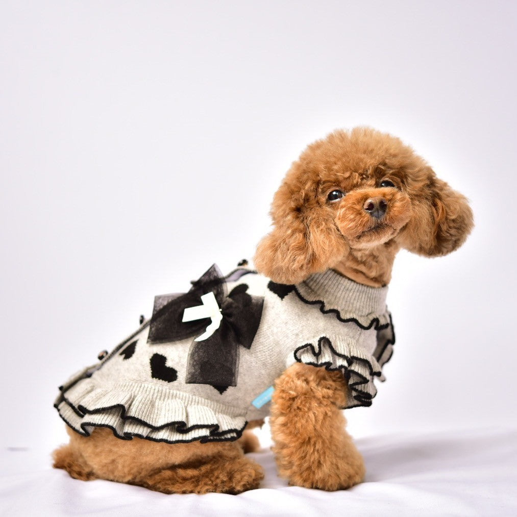 ニットハート柄ワンピース | 犬服 小型犬 ドッグウェア 秋冬 KALINA
