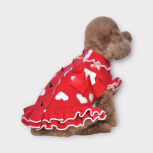 ニットハート柄ワンピース | 犬服 小型犬 ドッグウェア 秋冬 KALINA