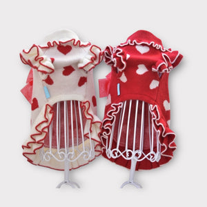 ニットハート柄ワンピース | 犬服 小型犬 ドッグウェア 秋冬 KALINA