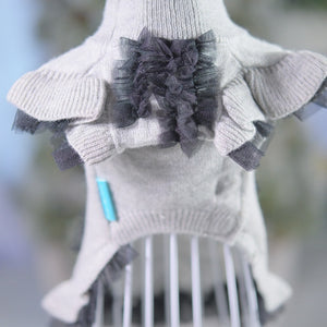 【新作】カシミヤ混チュールリボンモチーフワンピース｜犬服 小型犬 ドッグウェア お出かけ KALINA