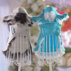 【新作】カシミヤ混チュールリボンモチーフワンピース｜犬服 小型犬 ドッグウェア お出かけ KALINA