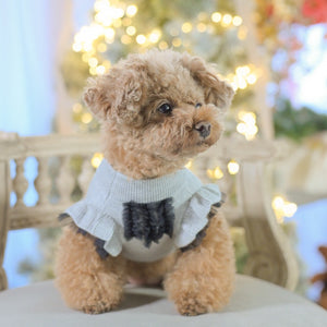 【新作】カシミヤ混チュールリボンモチーフワンピース｜犬服 小型犬 ドッグウェア お出かけ KALINA