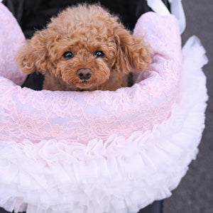 KALINA レースチュールフリルカートカバー ピンク カートに乗せたイメージ