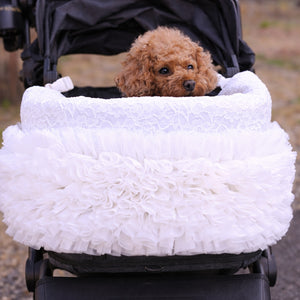 KALINA レースチュールフリルカートカバー ホワイト カートに乗せたイメージ