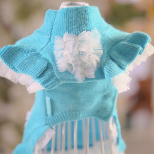 【新作】カシミヤ混チュールリボンモチーフワンピース｜犬服 小型犬 ドッグウェア お出かけ KALINA