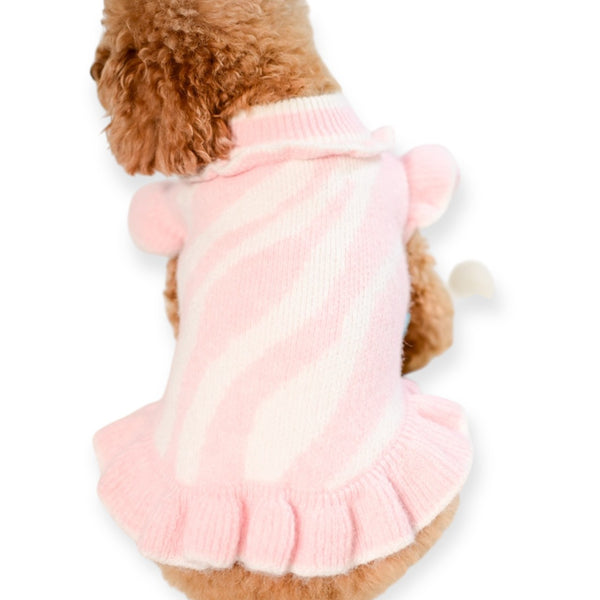 ふんわりゼブラ柄ワンピース | 小型犬 犬服 お出かけ KALINA - ワンコ