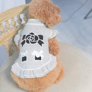 【新作】カシミヤ混カメリア柄ワンピース｜犬服 小型犬 ドッグウェア 秋冬 KALINA