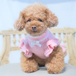 【新作】カシミヤ混カメリア柄ワンピース｜犬服 小型犬 ドッグウェア 秋冬 KALINA