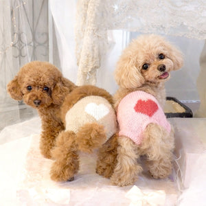 犬用ニットマナーパンツ けいとのやさしいパンツ ベージュとピンク 小型犬着用イメージ