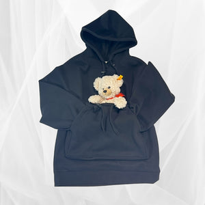 犬用ポケット付きパーカー ケイティパーカー 黒 商品単体 シンプルデザイン