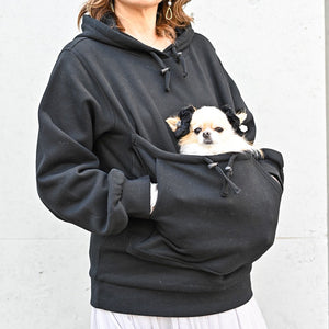 犬用ポケット付きパーカー ケイティパーカー 黒 Sサイズ着用イメージ 裏起毛