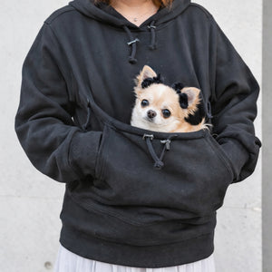 犬用ポケット付きパーカー ケイティパーカー 黒 Sサイズ着用イメージ 裏起毛