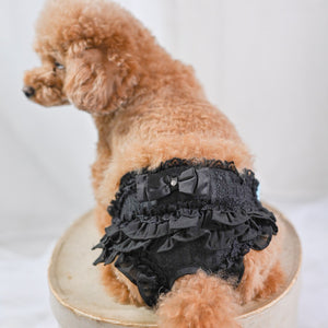 縦柄レース マナーパンツ マジックテープタイプ 黒 縦柄レース 着画