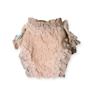 縦柄レース マナーパンツ マジックテープタイプ ベージュ 縦柄レース 接写