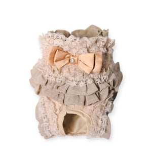 縦柄レース マナーパンツ マジックテープタイプ ベージュ　縦柄レース 接写